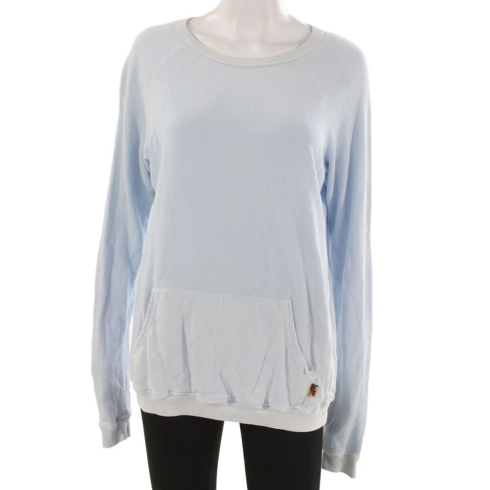 FREE CITY Womens Pullover Sweatshirt Light Blue Crewneck Size S